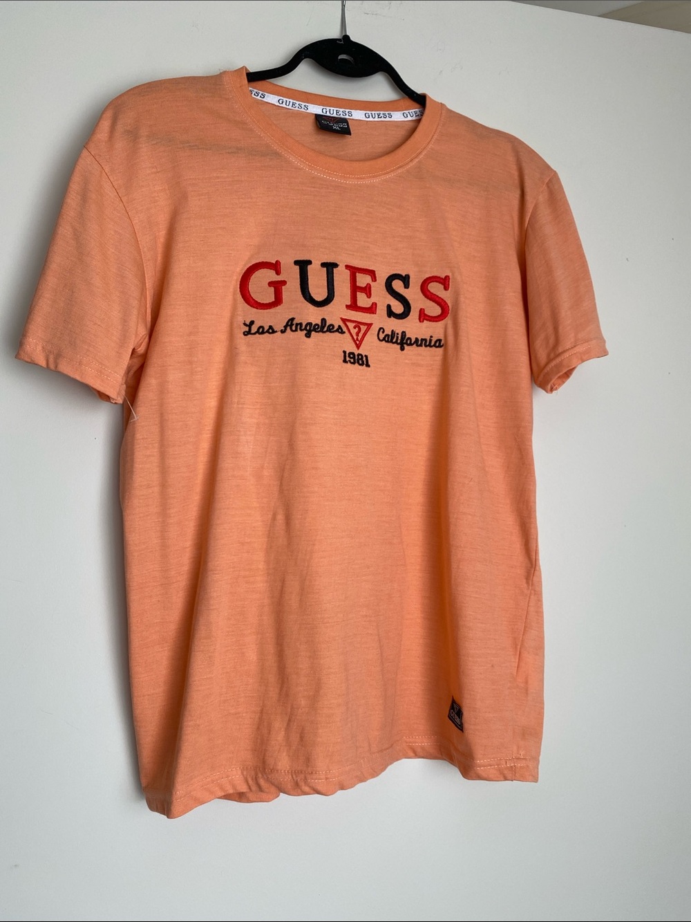 GUESS Peach Short Sleeve Tee with Embroidered Logo